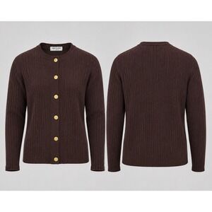 Vtg John Patrick Geoda Design Cardigan Sweater WOMEN XL WOOL BLEND GOLD BUTTONS